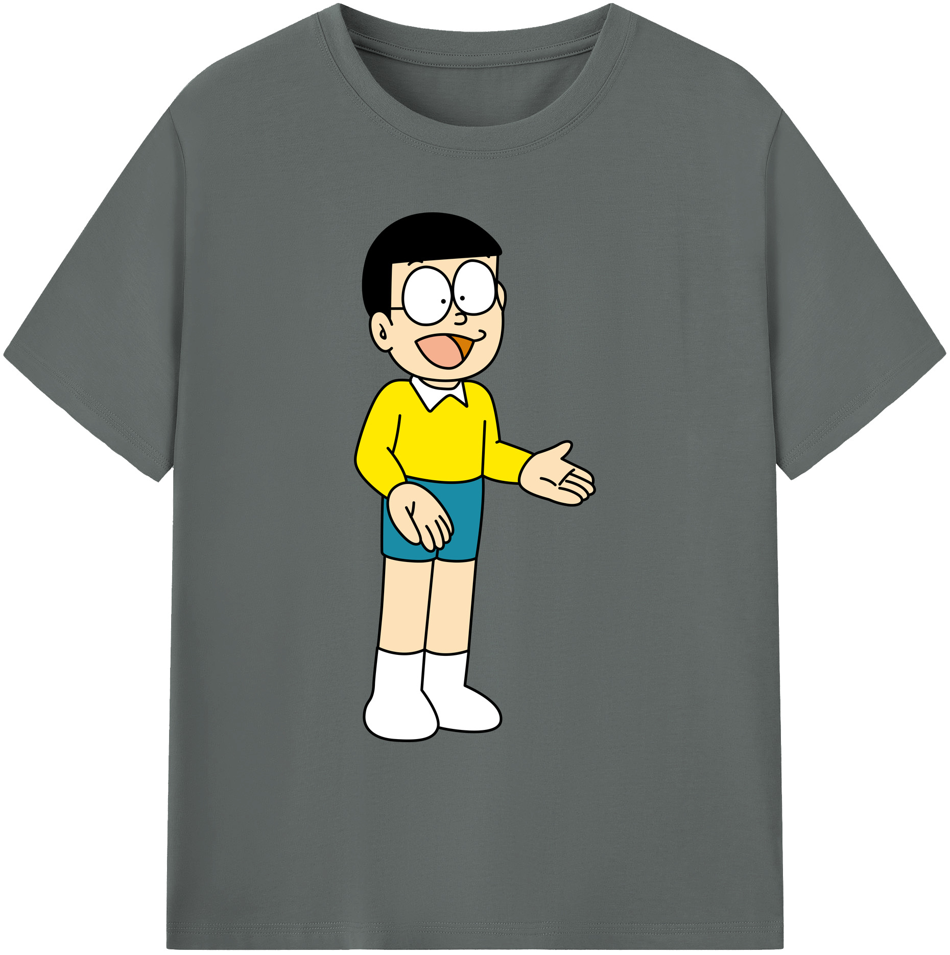 （画像用） ドラえもん 野比 のび太 Doraemon Nobita Nobi 綿100％ メンズ半袖Tシャツ｜肌触りやわらか＆通気性